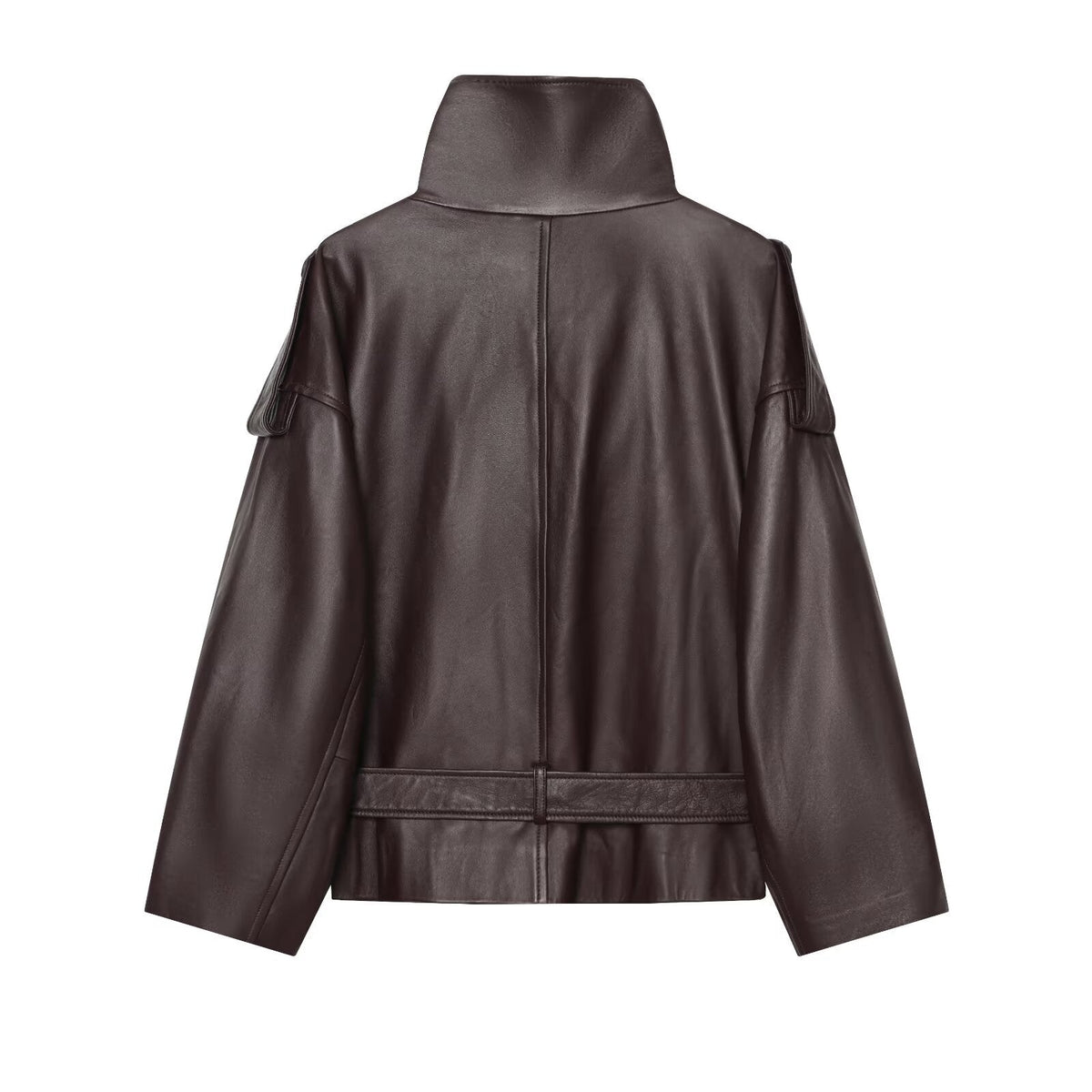 Women's with belt double breasted Faux Leather jacket Coat
