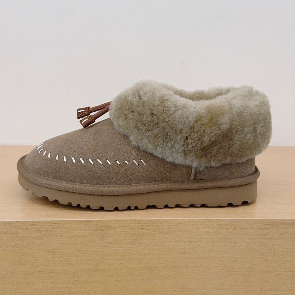 Women's new warm plush thin-soled short snow boots