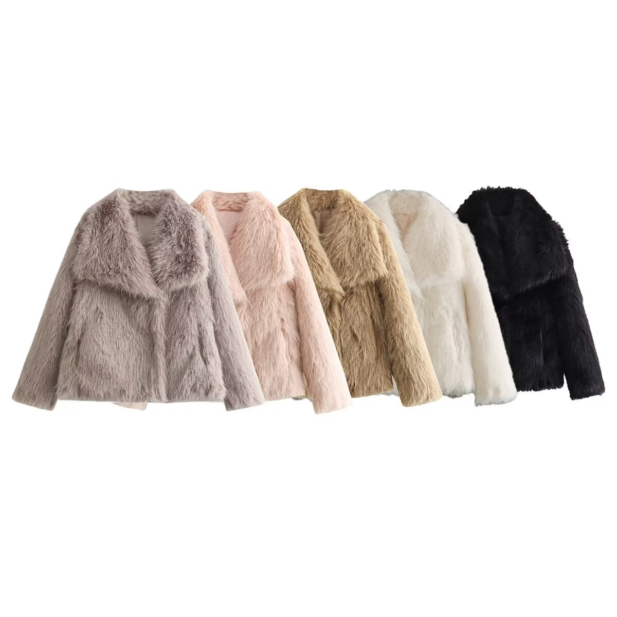 Women 2025 New Faux fur coat with large lapel