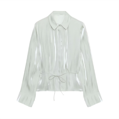 Women's metallic effect paired with belt shirt
