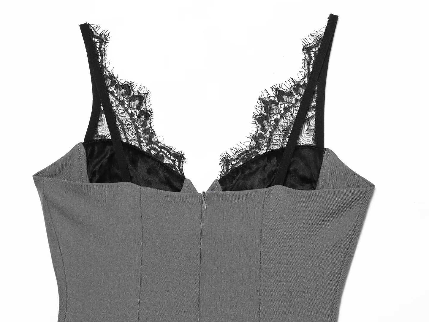 Women's lace deep V-neck suspender dress