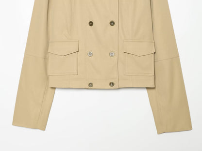 Women's pocket decoration stand collar Coat