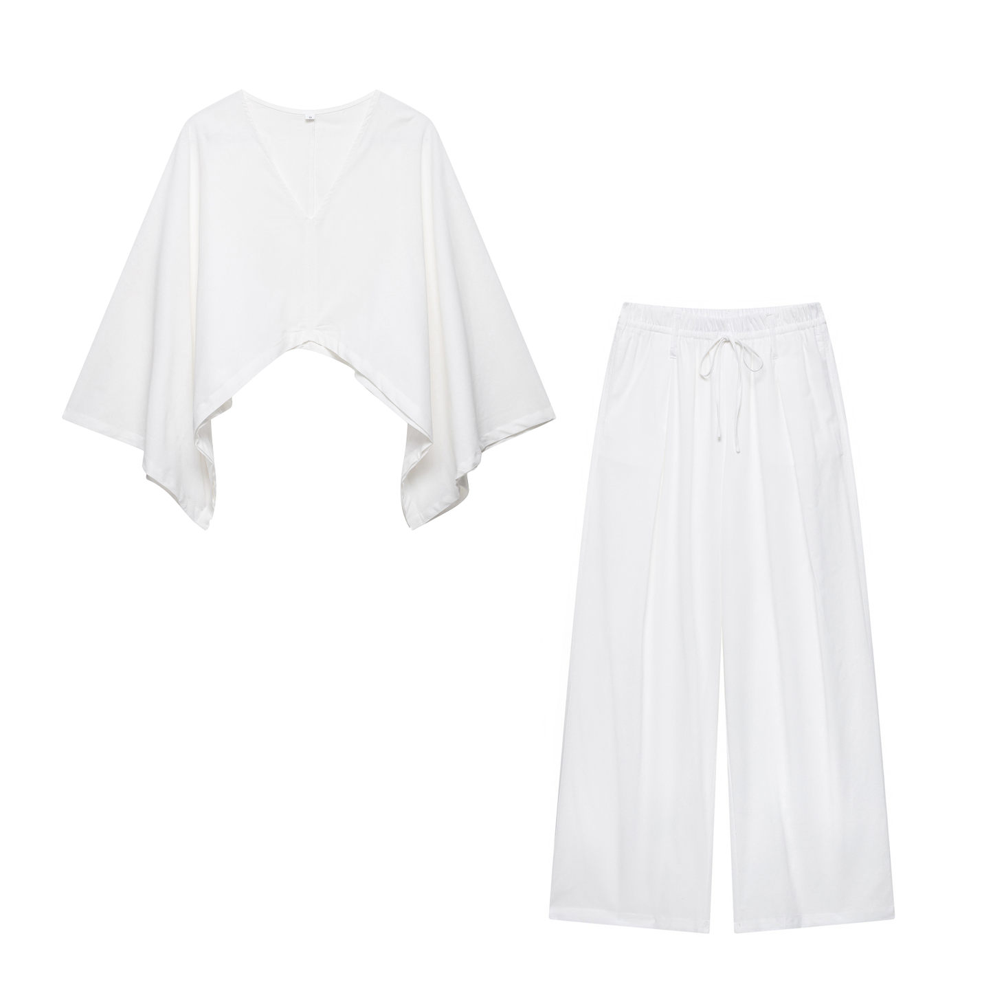 suit Women's 2 pieces linen blend cape style top+Pants