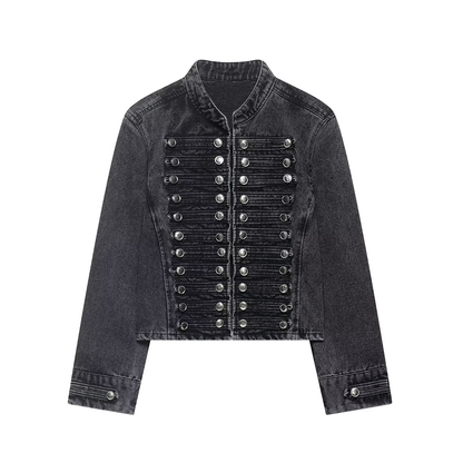 Women's short standing collar denim Coat