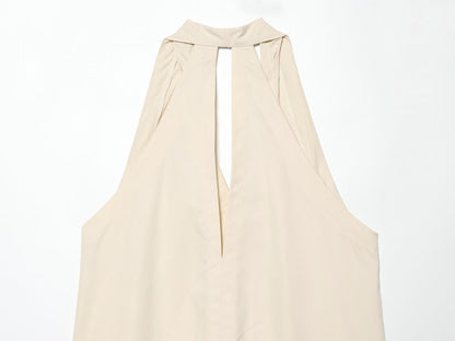 Women's tassel decoration long style hanging neck top