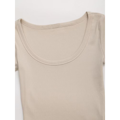 suit Women's 2 pieces slim O Neck ribbed T-shirt+Jogging pants