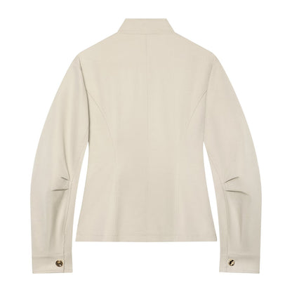 Women's pocket decoration slim stand collar jacket Coat