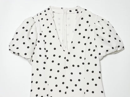 Women's bubble sleeve polka dot mini dress