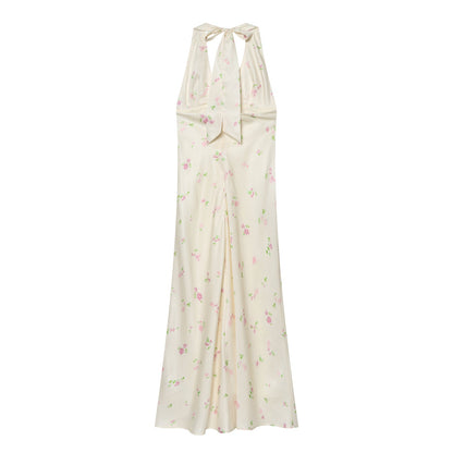 Women's satin textured printed MIDI dress