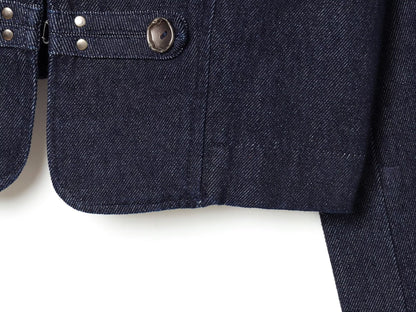 Women's buckle decoration short denim jacket