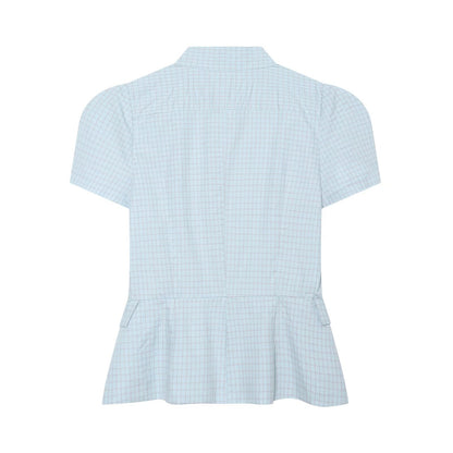Women's short skirt style hem plaid top