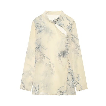 Women's comfortable printed button up shirt