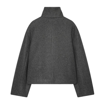 Women's warm standing collar woolen jacket Coat