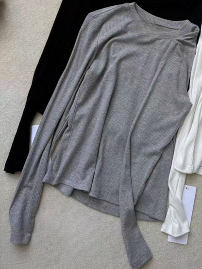 Women's new slim threaded O-neck bottoming shirt