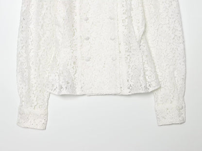 Women's lace O Neck double breasted Coat