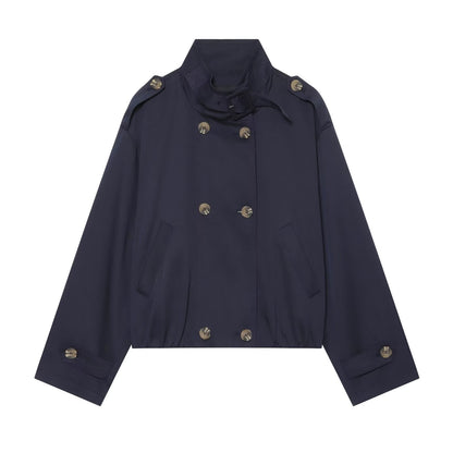 Women's short double breasted windbreaker Coat