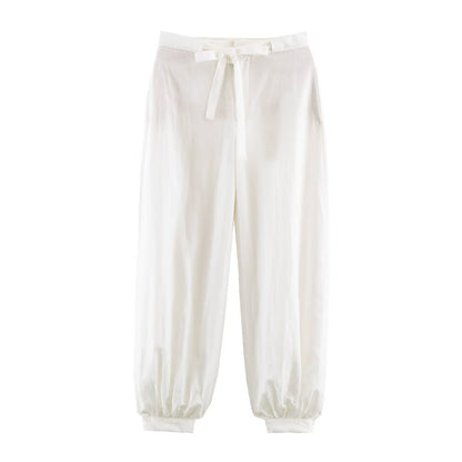 suit Women's 2 pieces button decoration casual shirt+lantern pants