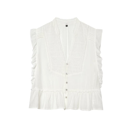 Women's layered decorative embroidered top