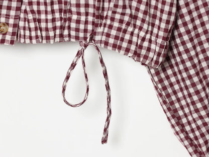 Women's with drawstring casual plaid Coat