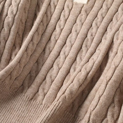 Women's new fashion polo collar striped long sleeved knitted sweater