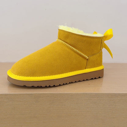 Women's new Joker Ribbon Bow Design Short Snow Boots