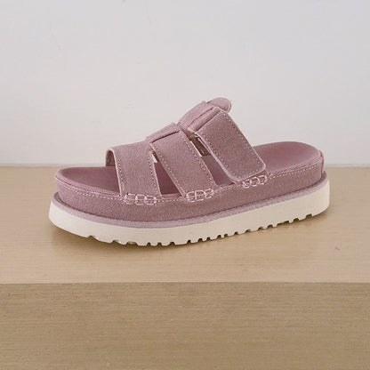 Women's 2026 new fashion open toe hook and loop casual slippers