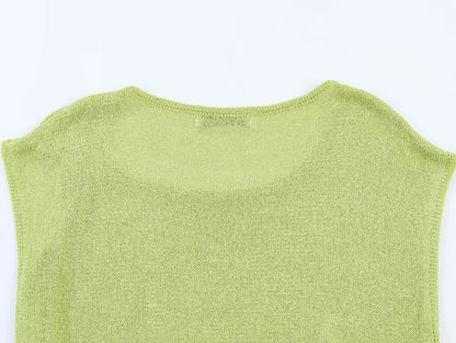 Women's knot decoration sleeveless knitted top