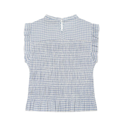 Women's short honeycomb plaid top