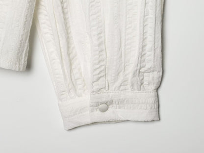 Women's pleated lace decorative casual shirt