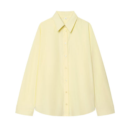 Women's loose single breasted poplin shirt