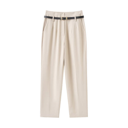 Women's With Belt casual straight high waisted pants