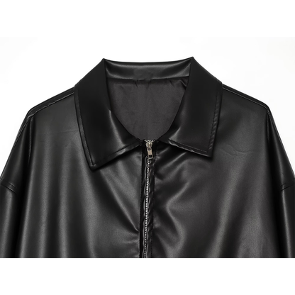 Women's casual lapel imitation leather jacket Coat