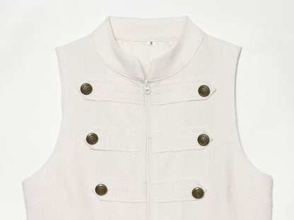 Women's buckle decoration hanging neck vest