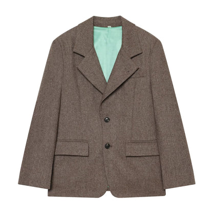 Women's flip cover decoration wool blend Blazer Coat