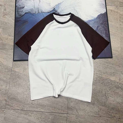 2026 new casual loose version of T-shirt with raglan sleeves and round neck