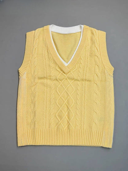 Women's new V-neck loose casual knitted vest