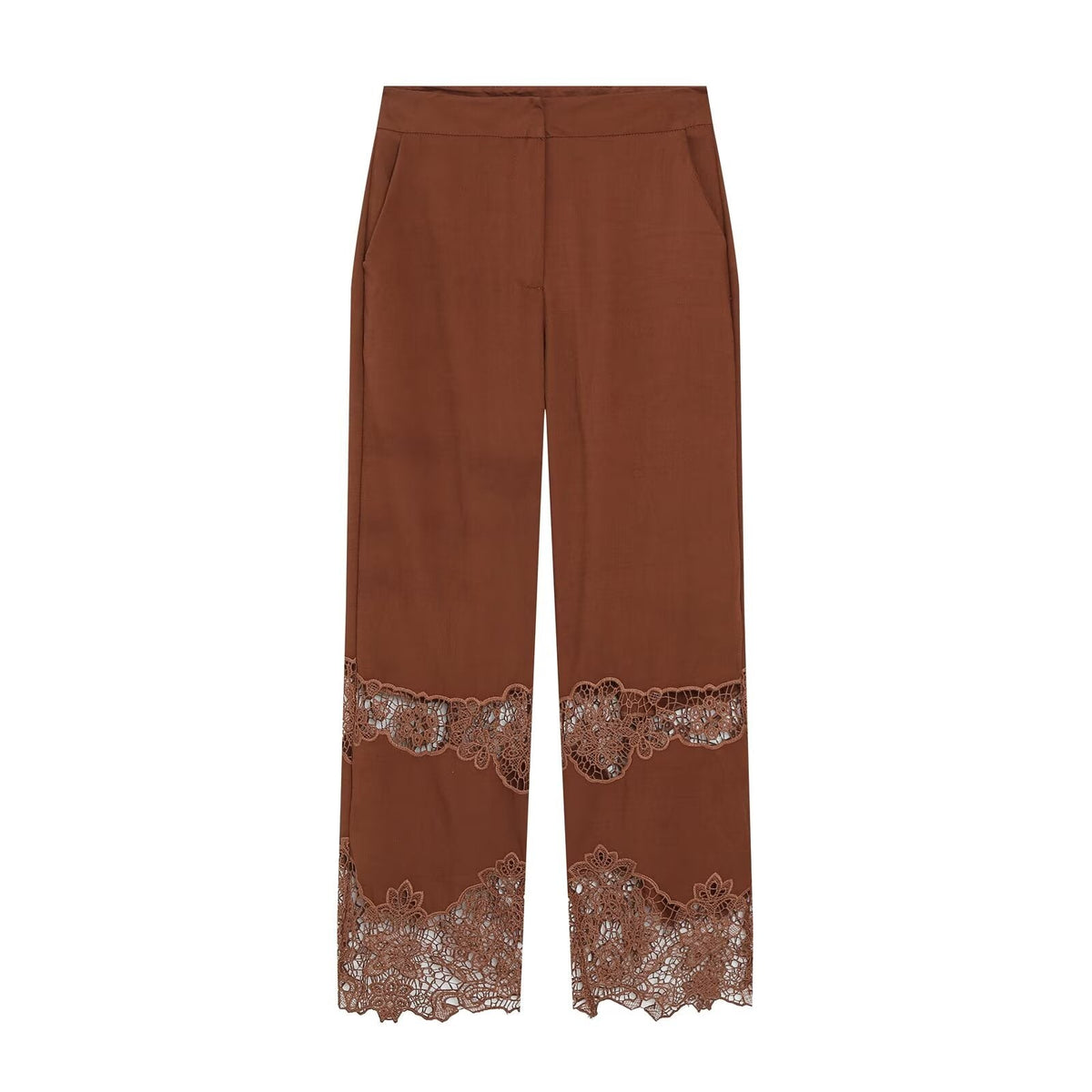 suit Women's 2 pieces hollow embroidery hanging neck top+Pants