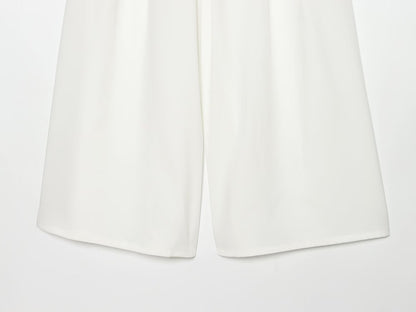 Women's with Belt casual pleated wide leg pants