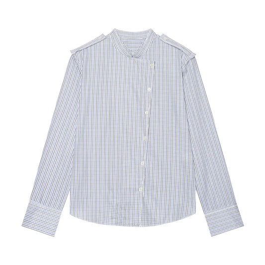 Women's with shoulder pads casual plaid shirt