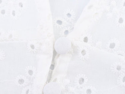 Women's hollowed out embroidered V-neck shirt