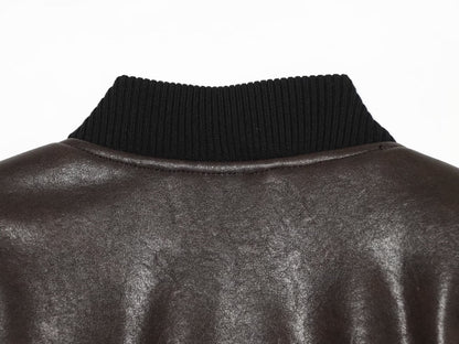 Women's short leather effect pilot jacket Coat