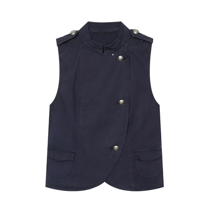 suit Women's 2 pieces breasted decorative vest style top+skirt