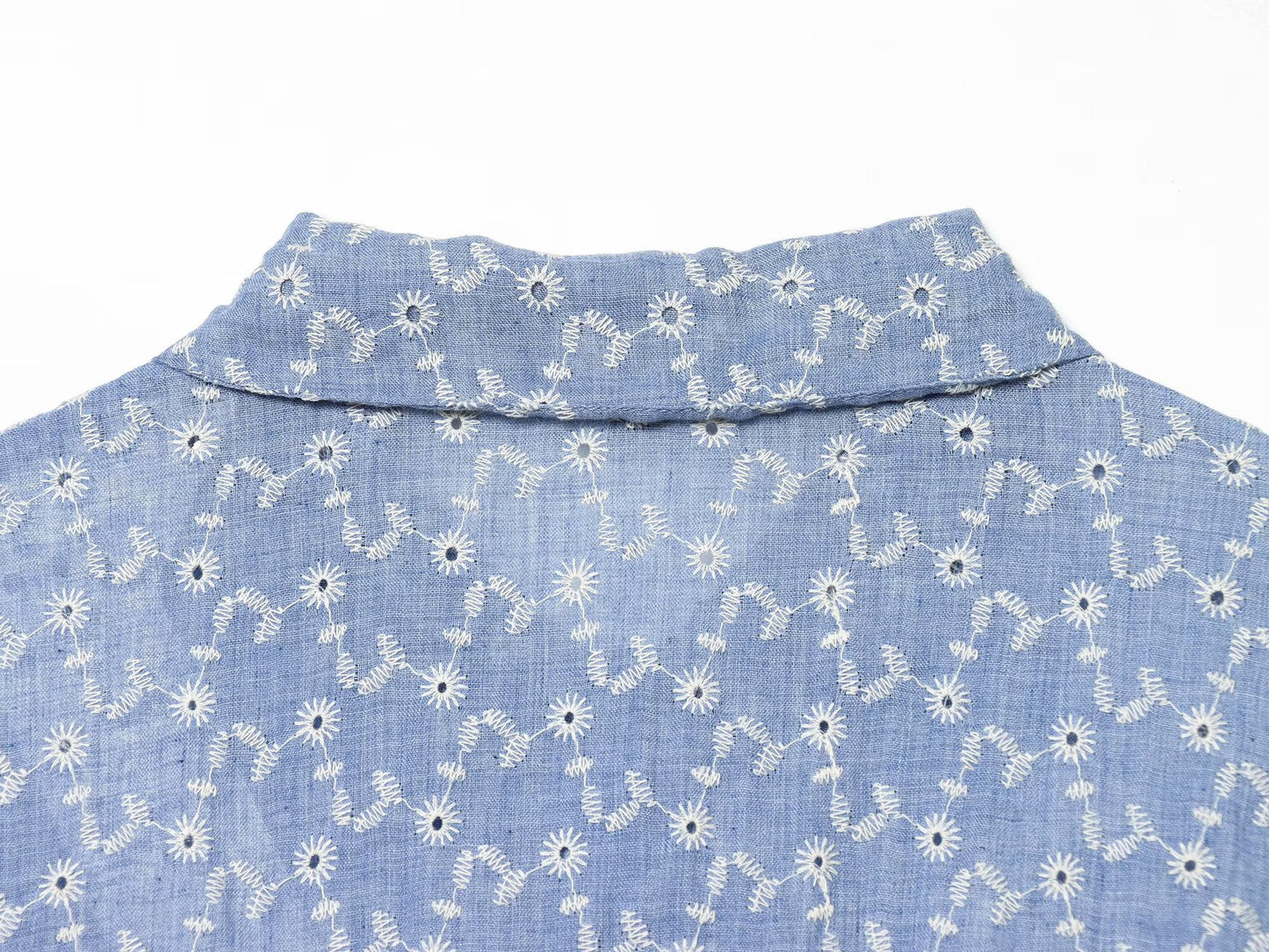 Women's short hollowed out embroidered shirt