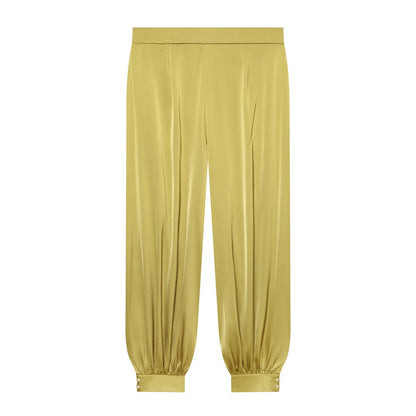 Women's casual satin textured lantern pants