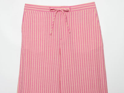 suit Women's 2 pieces striped halter neck top+wide leg pants