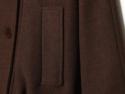 Women's standing collar double breasted woolen Coat