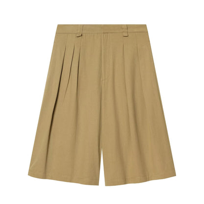 Women's pleated long style casual shorts