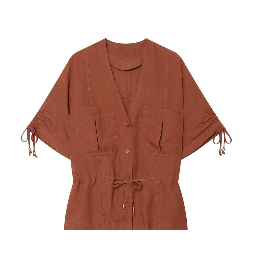 suit Women's 2 pieces beaded decorative short sleeved Coat +shorts