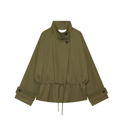 Women's lace up design loose parka Coat