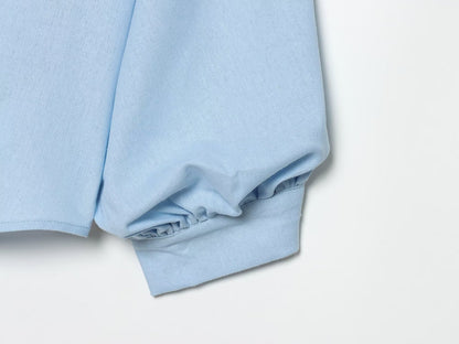 Women's linen blended bubble sleeve shirt